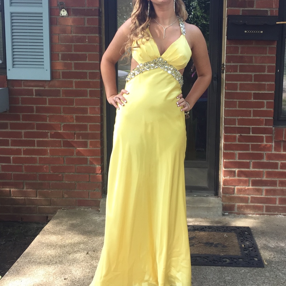 Yellow, Jeweled Prom Dress